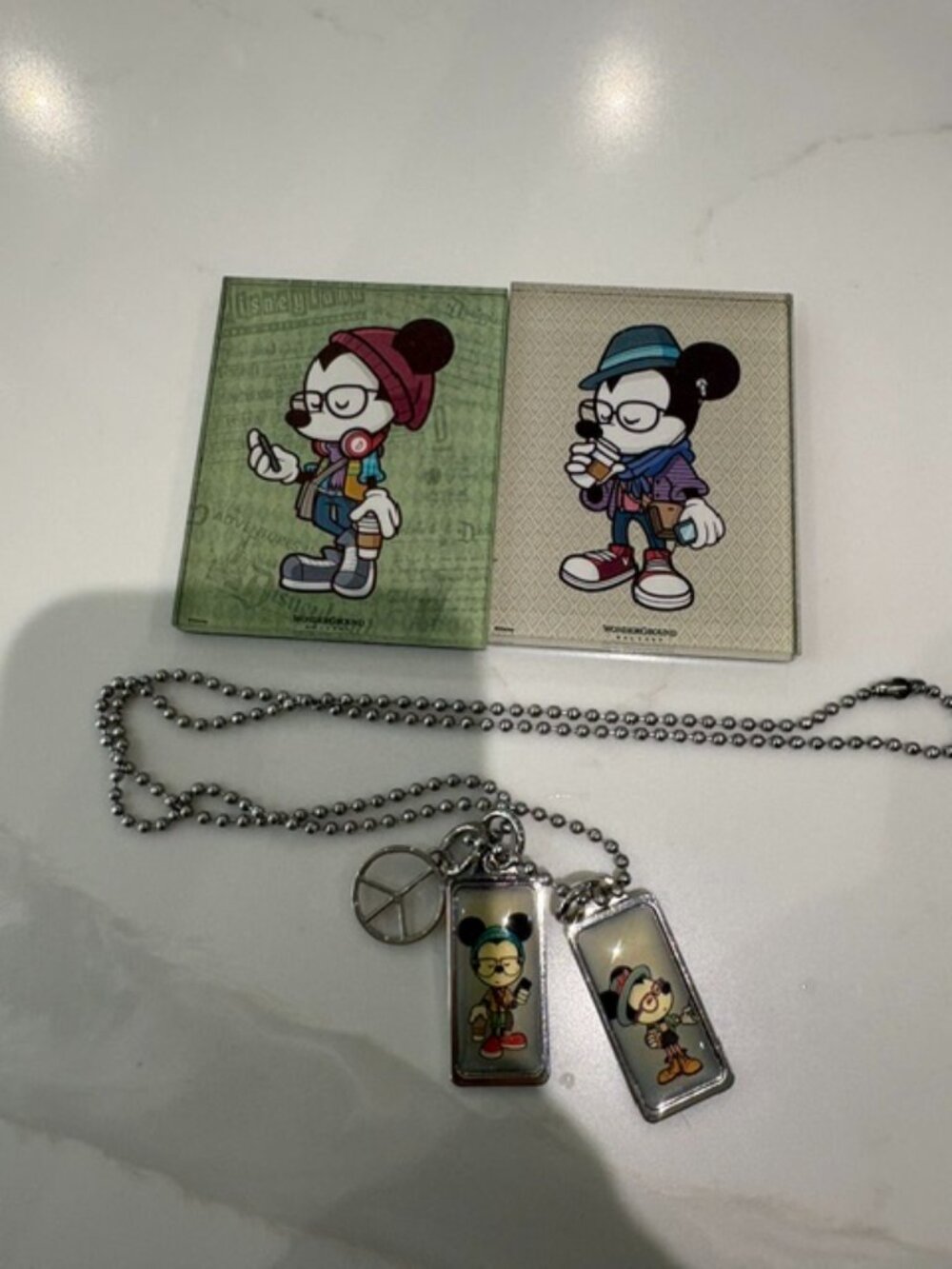 Disney Mickey Mouse Happiest Hipster Magnets and Necklace